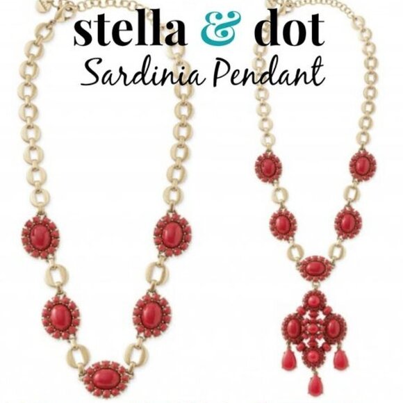 Stella & Dot Sardinia Vibrant Red Statement Necklace - Picture 4 of 9